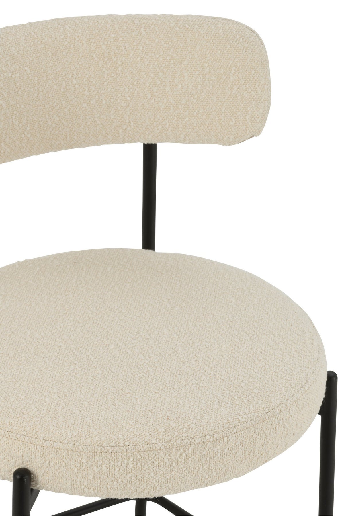 J-Line barstoel boucle - multiplex/polyester - wit/zwart
