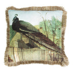 Kussen fluweel pauw gouden franjes 45x45cm*