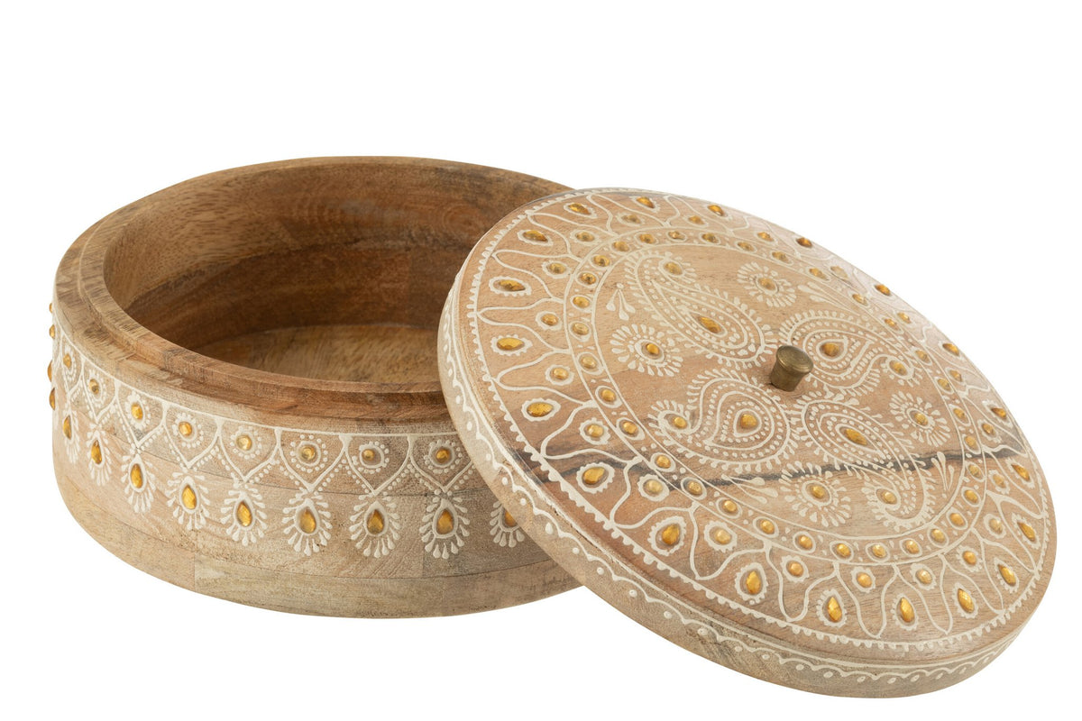 J-Line doos + deskel - hout - naturel/wit - large