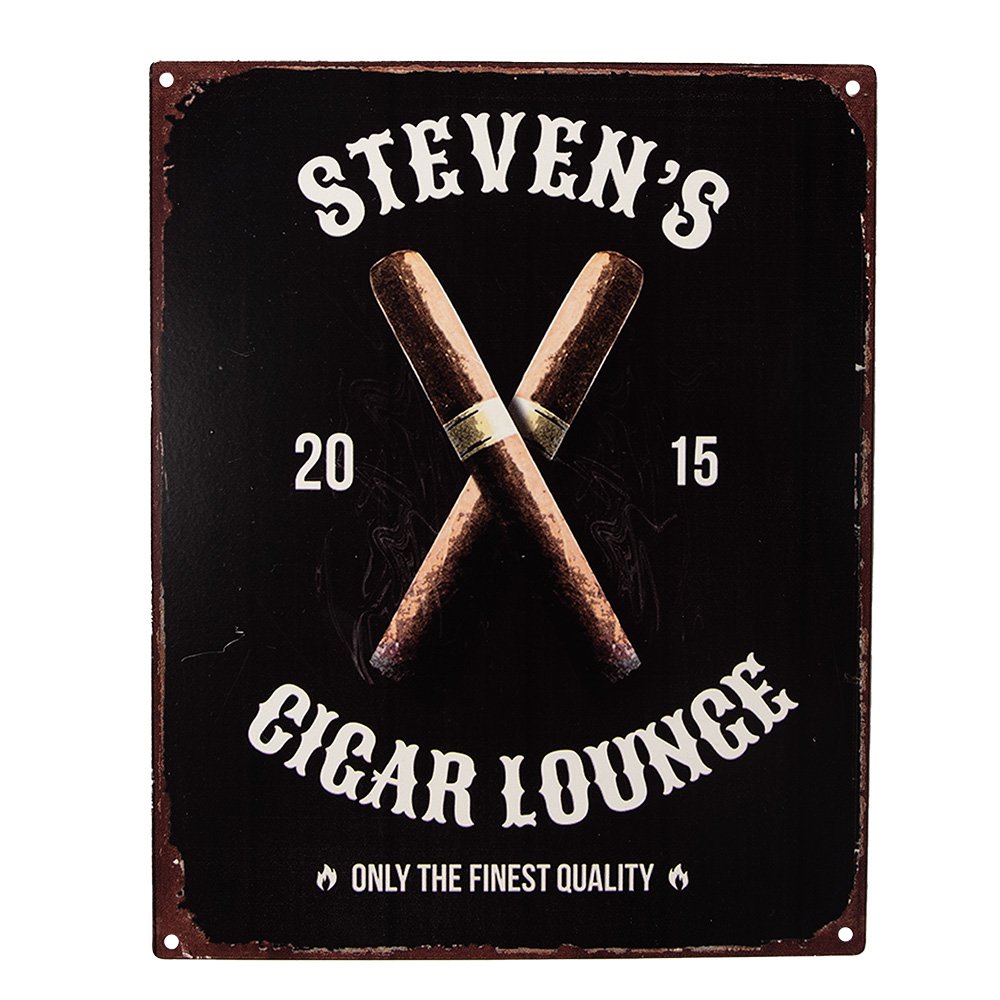 Tekstbord 20x25 cm Zwart IJzer Sigaren Wandbord
