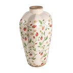 Vaas Ø 21x35 cm Beige Rood Keramiek Aardbeien