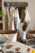 Servetten Katoen Set van 6 40x40 cm Beige Blauw Katoen Kip en Haan Servet Stof