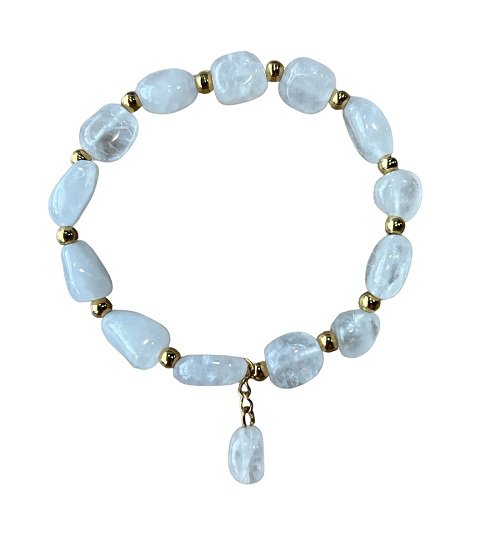 Dames armband Bergkristal met goudkleurige RVS tussenkralen