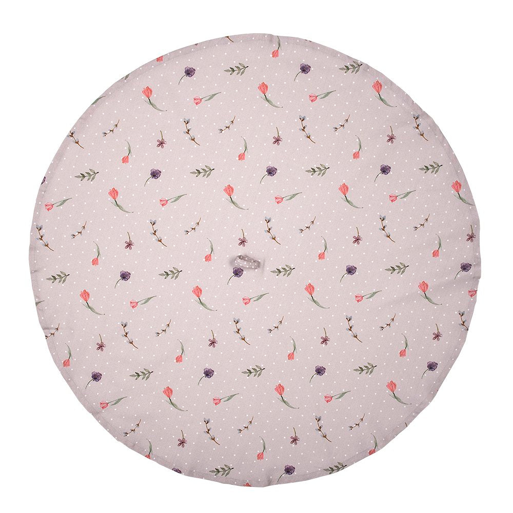 Theedoek Ø 80 cm Beige Roze Katoen Bloemen Vaatdoek