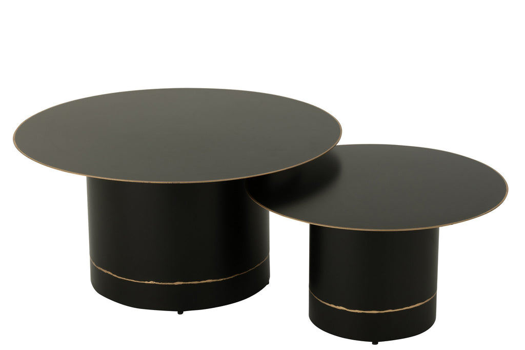 J-Line salontafel Cilinder Rond - ijzer - zwart/goud - L
