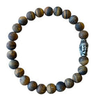 Heren armband Tijgeroog mat 8 mm met Boeddha kraal