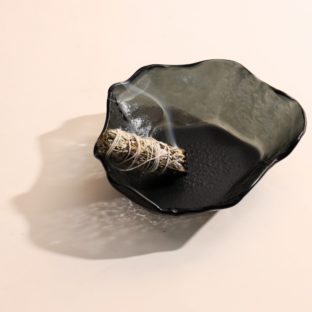 Ingezakte glazen serveerschaal - organisch silhouet