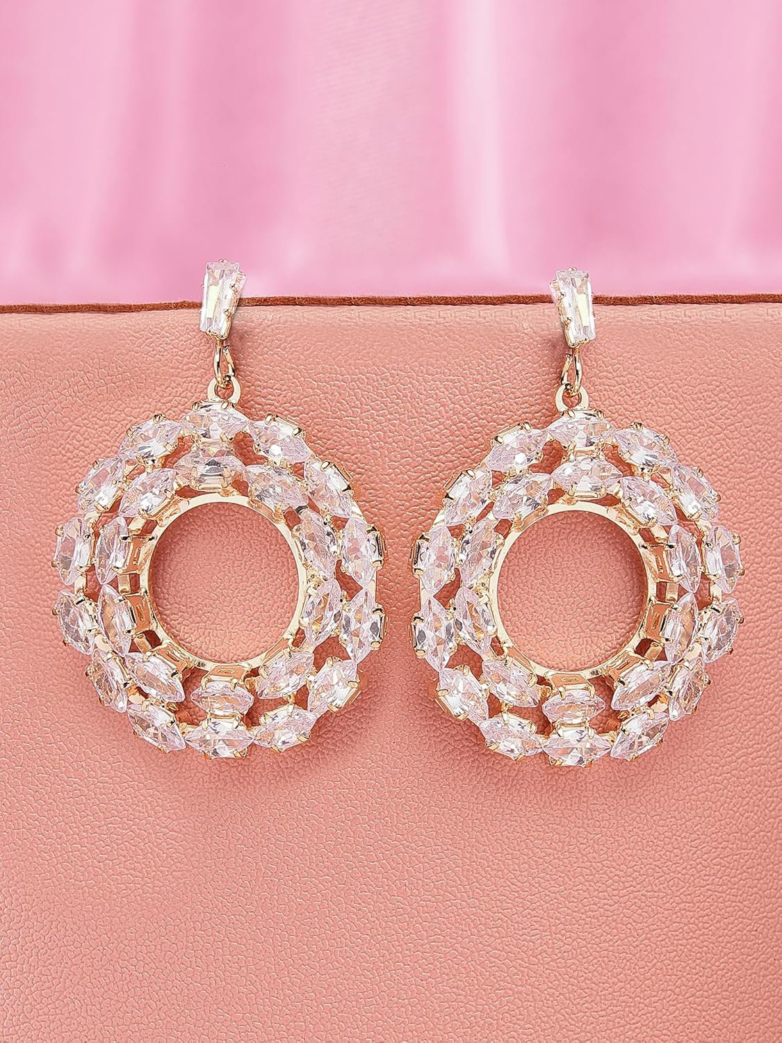 Amerikaanse diamanten ronde oorbellen – vergulde mode-sieraden – retailpaar
