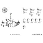 Kroonluchter Ø 120x64 cm Transparant IJzer Hanglamp