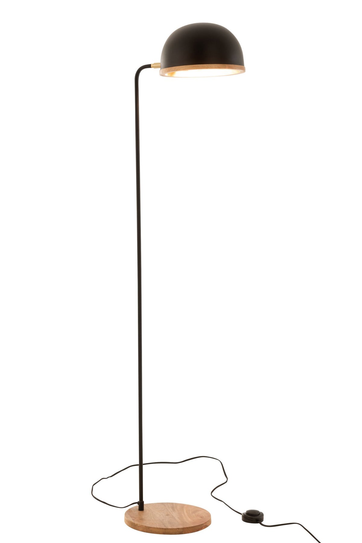 J-Line vloerlamp Evy - ijzer/hout - zwart/naturel