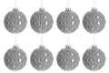 J-Line Doos Van 8 Kerstbal Rond Patroon Glas Antiek Grijs Small 8Cm
