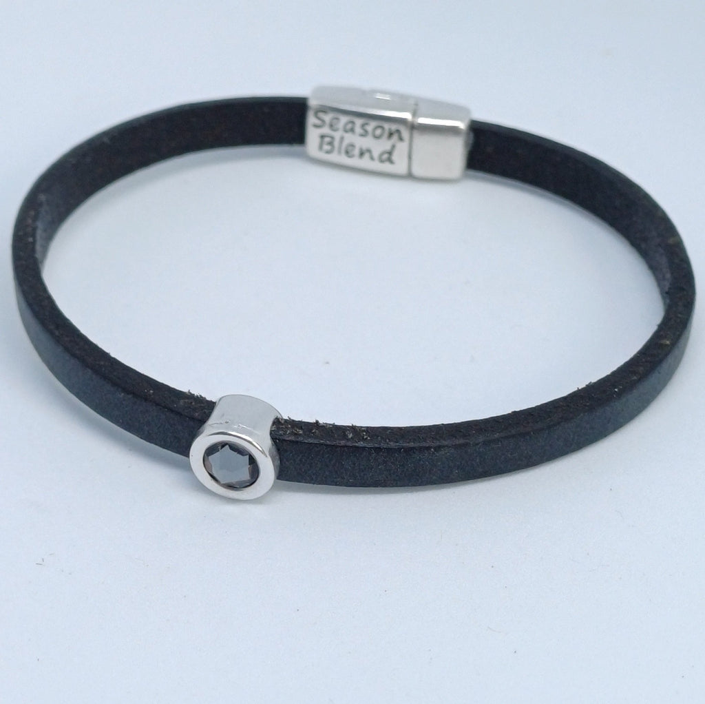 Shorty leren armband antiek verzilverd
