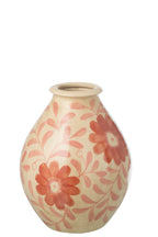 J-Line vaas Bloemen - steengoed - oranje/wit - S