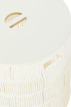 J-Line mand + deksel Rond - ijzer/papier - wit - set van 2