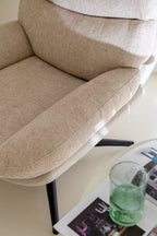 J-Line zetel Relax + Voetbank - metaal/multiplex - beige/zwart