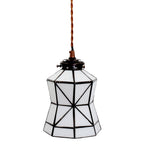 Hanglamp Tiffany Ø 15x115 cm wit Bruin Glas Hanglamp Eettafel