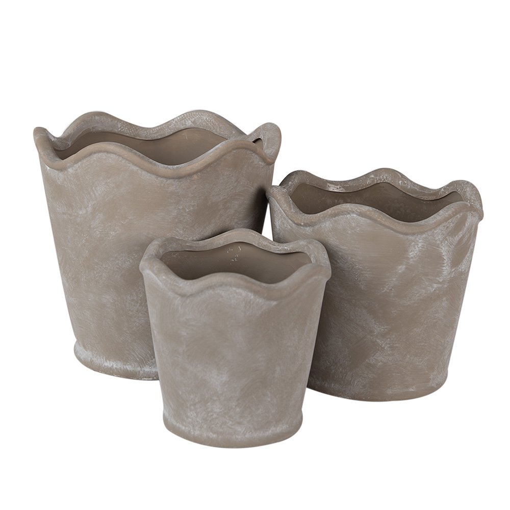 Bloempot Ø 16x14 cm Grijs Keramiek Bloempot Binnen