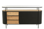J-Line kast Ovy - ijzer - naturel/zwart