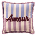 Dutch Decor Amour - Kussen 45x45 cm - Gestreept - Rozeknop - Roze