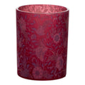 Theelichthouder fluwelen bloemen bordeaux groot 12cm