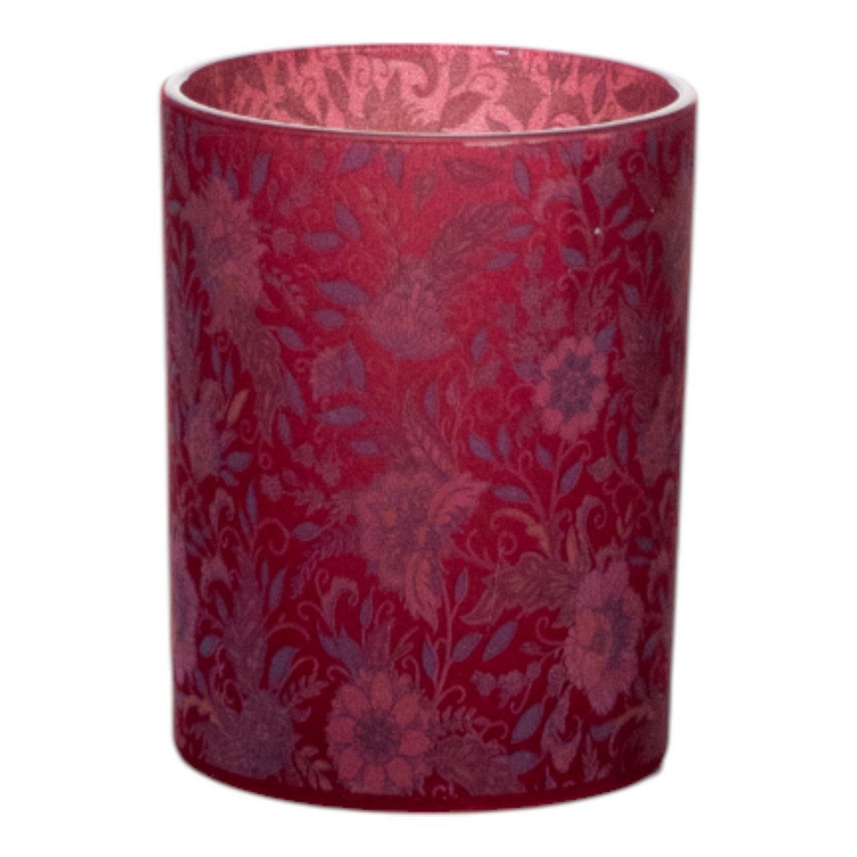 Theelichthouder fluwelen bloemen bordeaux groot 12cm