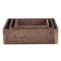 Decoratie Dienblad Set van 3 Bruin Hout Serveerschaal