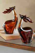 J-Line Hert - glas - brons - large