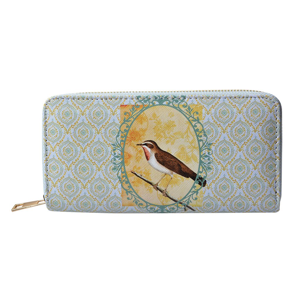 Portemonnee 10x19 cm Groen Polyester Vogel