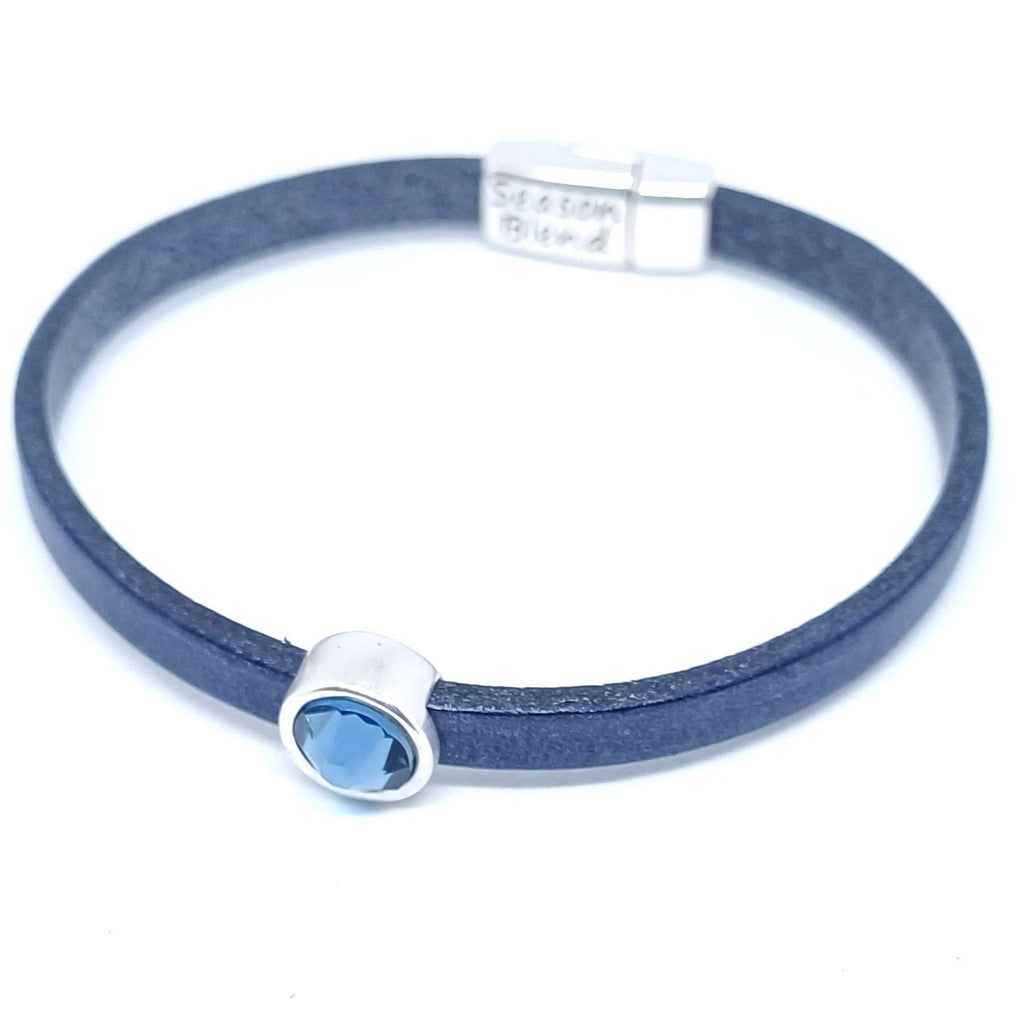 Tijdloze leren armband antiek verzilverd blauwtinten