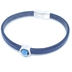 Tijdloze leren armband antiek verzilverd blauwtinten
