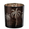J-Line theelichthouder Palmboom - glas - bruin - small