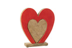 J-Line decoratie Hart Dubbel Op Voet - hout - rood/naturel - large
