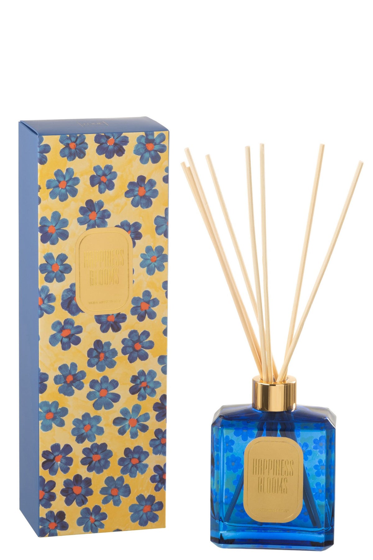 J-Line geurstokjes Hapiness Blooms - White Musk Violet - blauw/geel