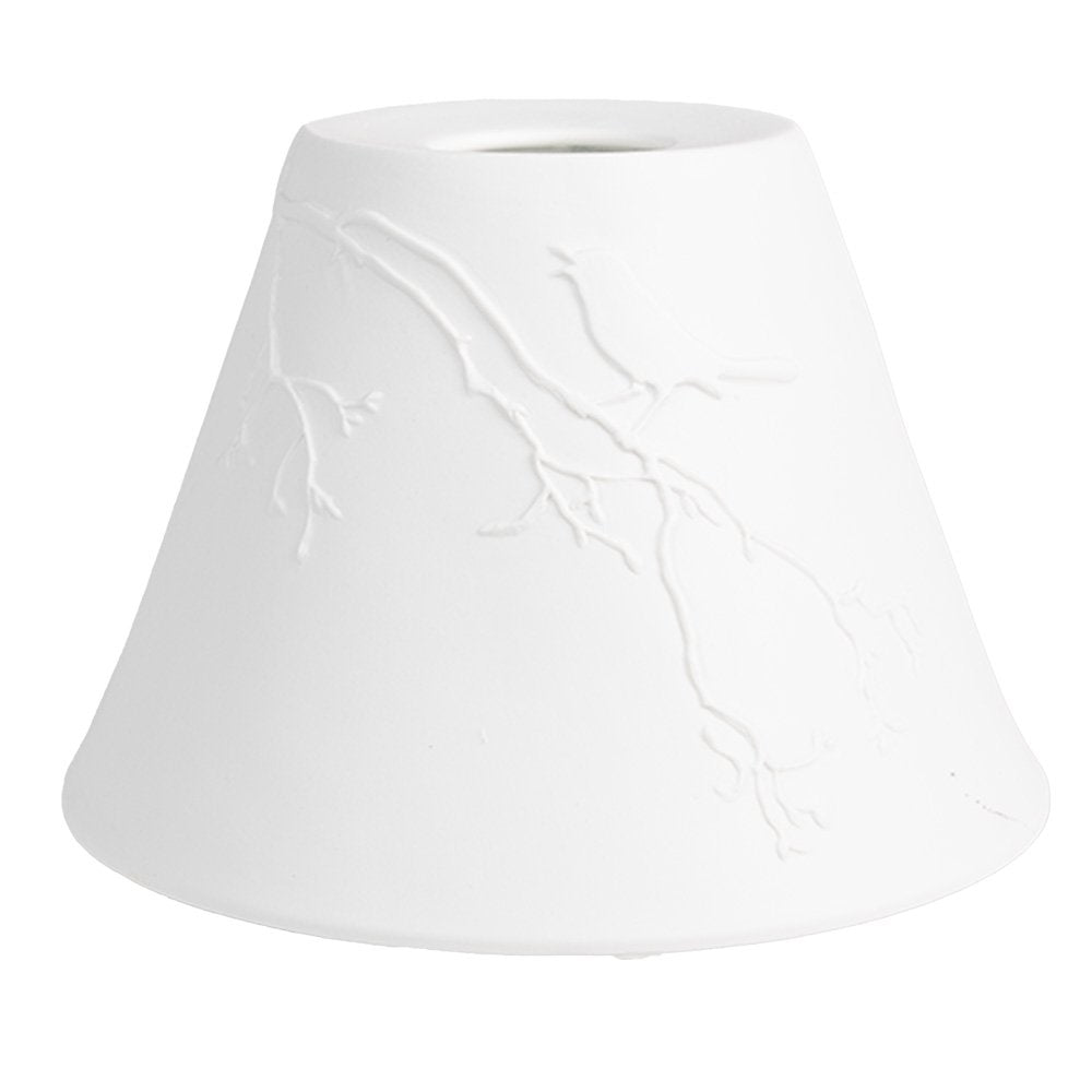 Hanglampenkap Ø 15x10 cm Wit Porselein Vogels op Takken