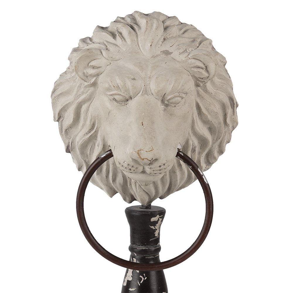 Decoratie Beeld Set van 2 Leeuw Wit Zwart Hout