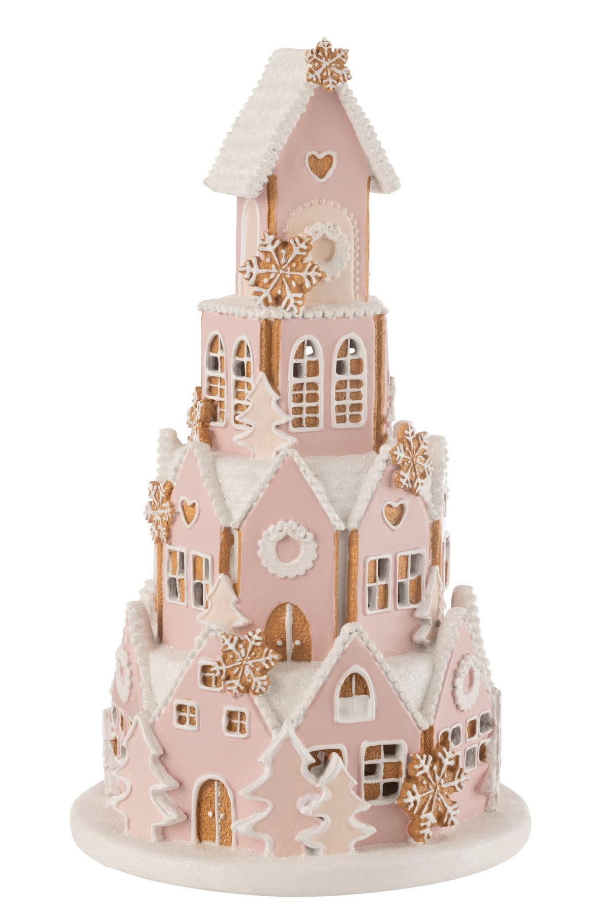 J-Line decoratie Peperkoek Huis - polyresin - roze/wit - large