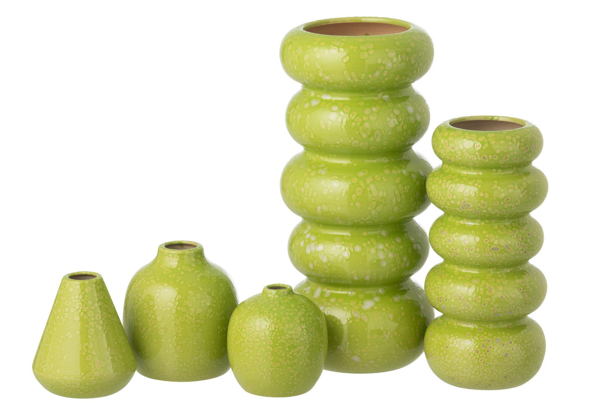 J-Line vaas - porselein - groen - set van 3