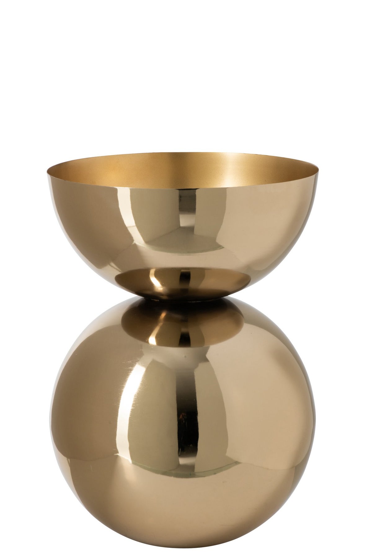 J-Line Ronde glanzende vaas - metaal - goud - large