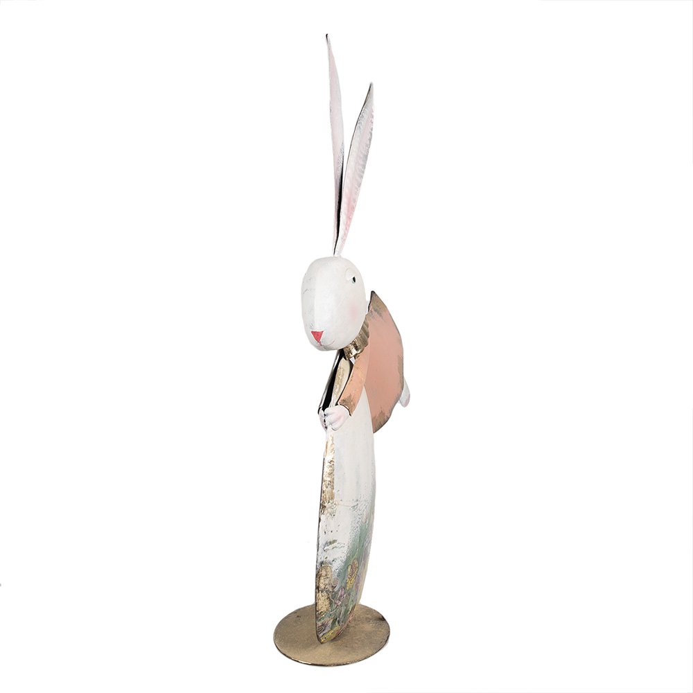 Decoratie Beeld Konijn 56 cm Wit Metaal