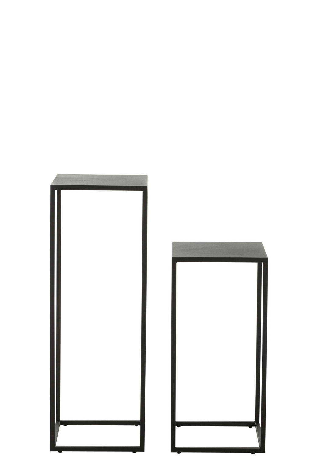 J-Line bijzettafel Vierkant - metaal - zwart - set van 2
