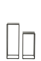 J-Line bijzettafel Vierkant - metaal - zwart - set van 2