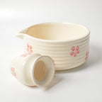 Serveerschaal | Keramieken handgeschilderde Matcha-set | Kersenbloesem set van 2