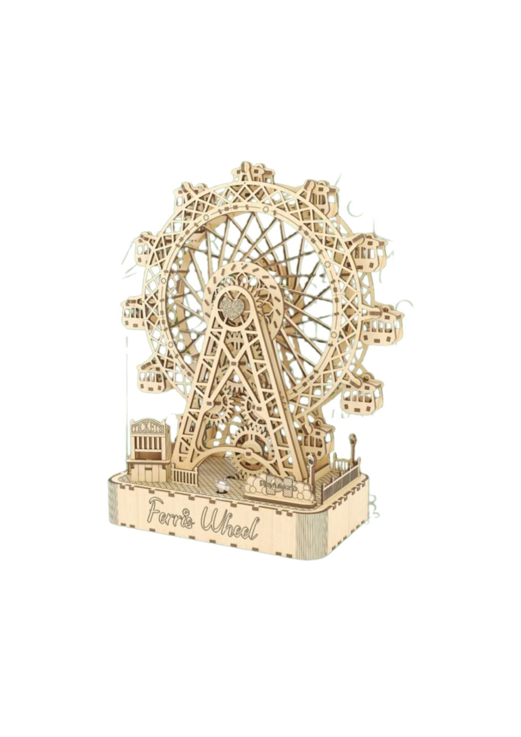 Inspirebox, 3D Muziekdoos Houten Puzzel Ferris Wheel, BE011926, 28,8x14,5x33 cm
