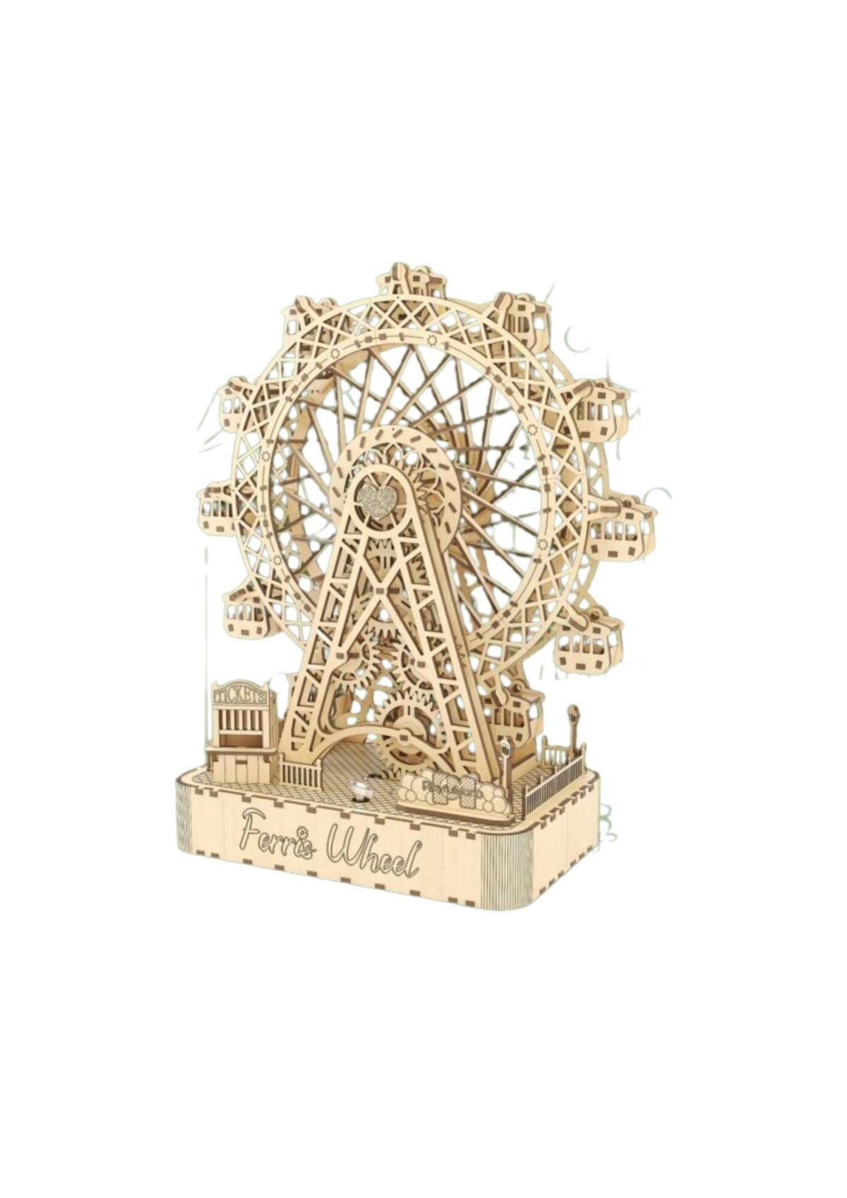 Inspirebox, 3D Muziekdoos Houten Puzzel Ferris Wheel, BE011926, 28,8x14,5x33 cm