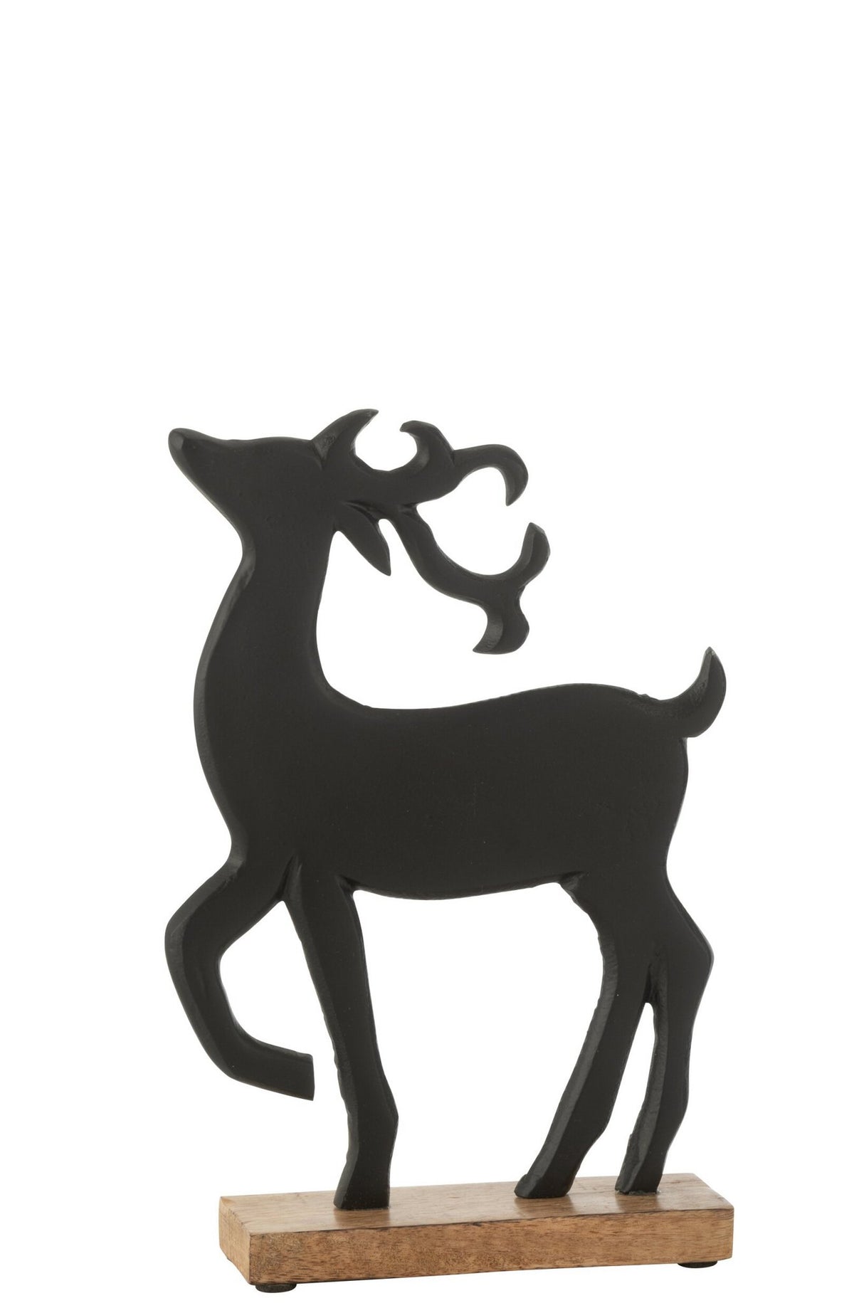 J-Line figuur Rendier Op Voet - aluminium/hout - zwart - large