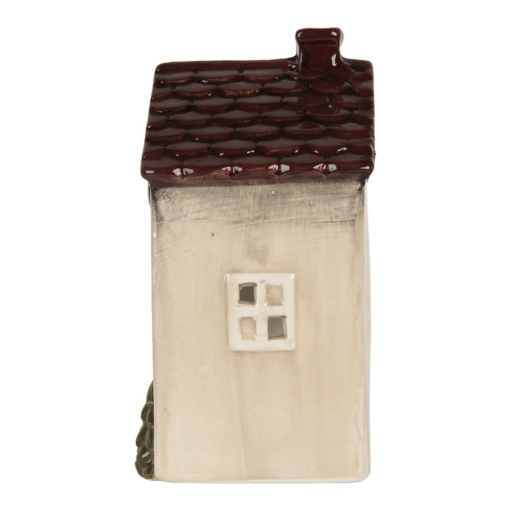 Waxinelichthouder Huis 10x8x15 cm Beige Keramiek