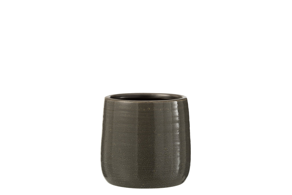 J-Line bloempot Effen - keramiek - grijs - small - Ø 12 cm