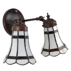Wandlamp Tiffany 30x23x23 cm Wit Bruin Glas Muurlamp