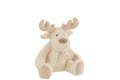 J-Line Rendier+Sjaal Zittend Textiel Wit/Beige Medium