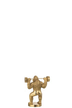 J-Line decoratie Gorilla Gewichtheffen - polyresin - goud - S